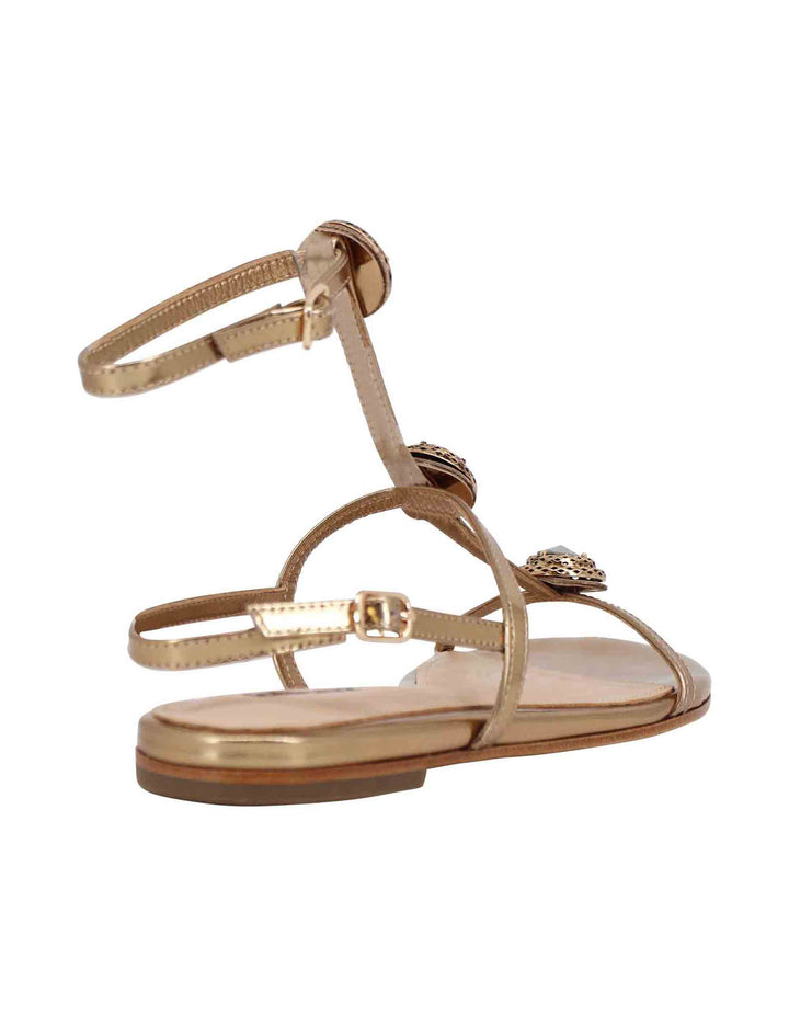 Spatarella Sandali flat slingback donna in pelle bronzo con borchie e punta quadra Lya Nuovi prodotti