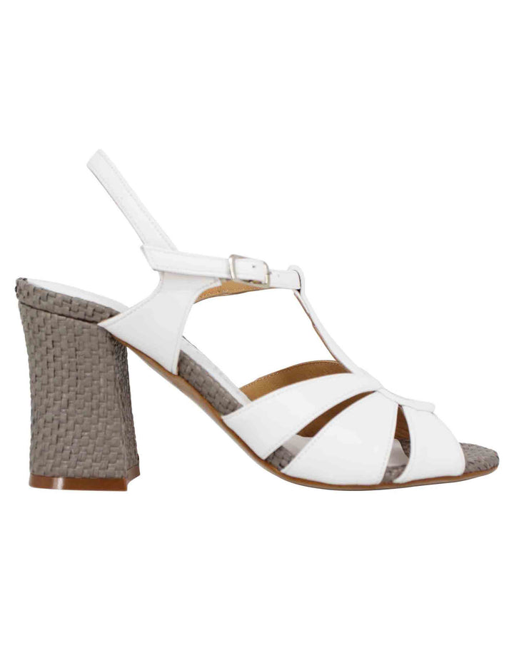Spatarella Sandali slingback donna in pelle bianca con tacco alto Bestseller