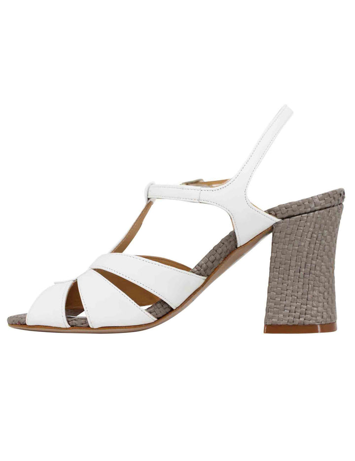 Spatarella Sandali slingback donna in pelle bianca con tacco alto Bestseller