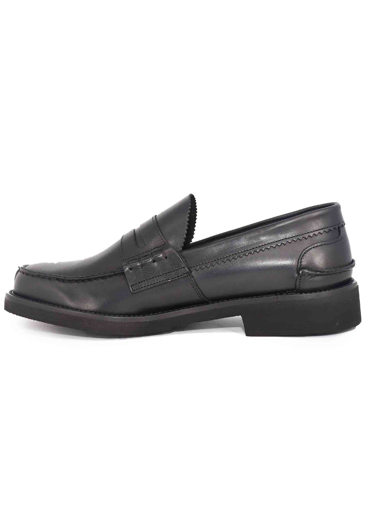 Spatarella Mocassini uomo in pelle nera con suola in gomma extra light Liquidazione