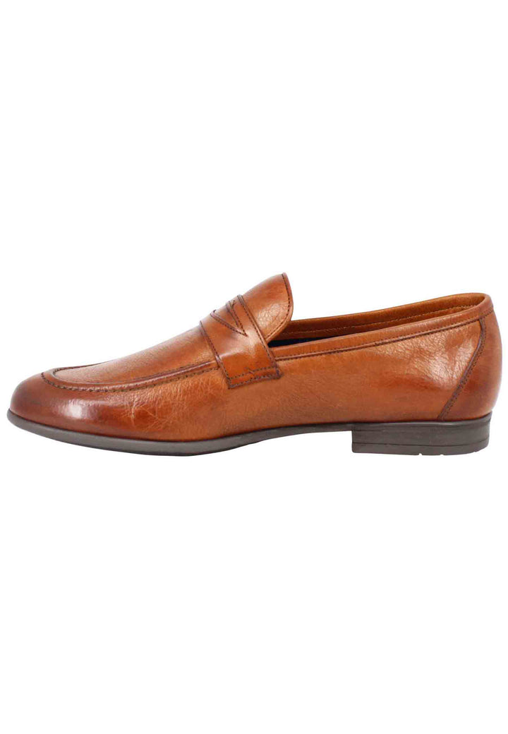Spatarella Mocassini uomo in pelle cuoio con suola in gomma Offerte speciali