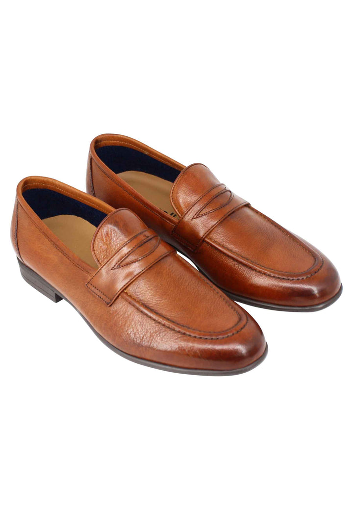 Spatarella Mocassini uomo in pelle cuoio con suola in gomma Offerte speciali