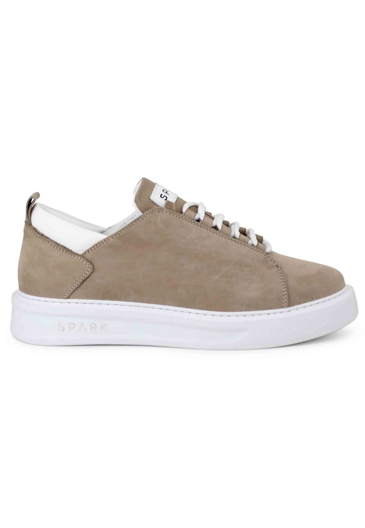 Spatarella Sneakers uomo in pelle sabbia con suola alta Ultimi tre giorni