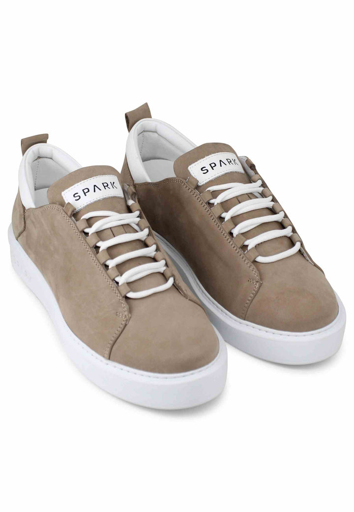 Spatarella Sneakers uomo in pelle sabbia con suola alta Ultimi tre giorni