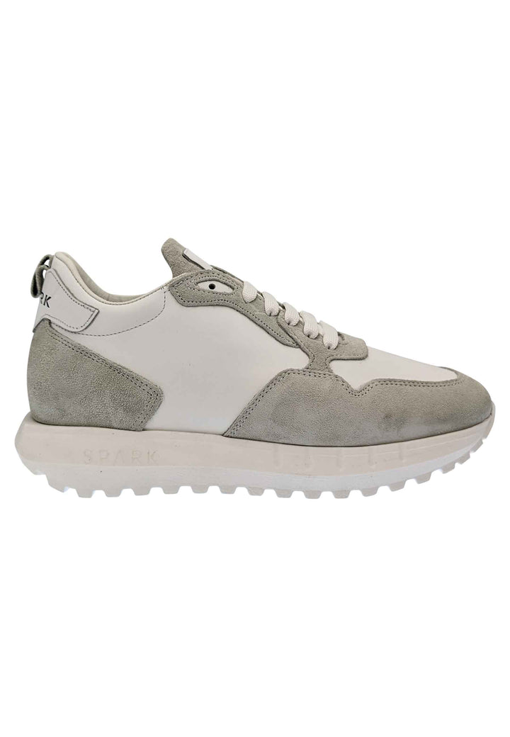 Spatarella Sneakers uomo in pelle e tessuto of white con fondo alto in gomma Latest stili