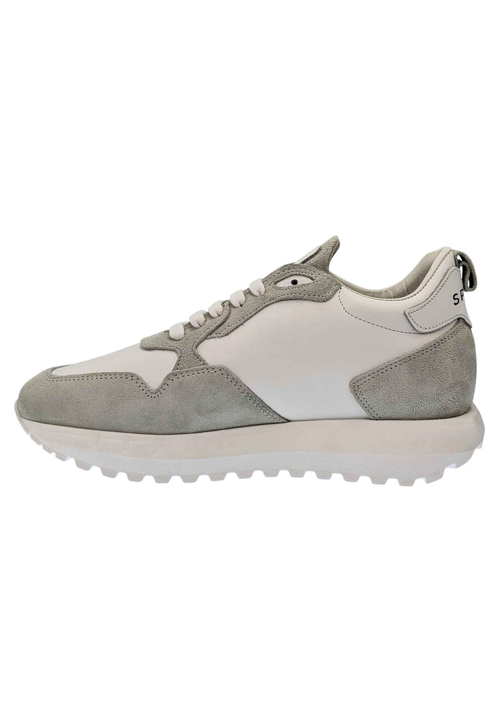 Spatarella Sneakers uomo in pelle e tessuto of white con fondo alto in gomma Latest stili