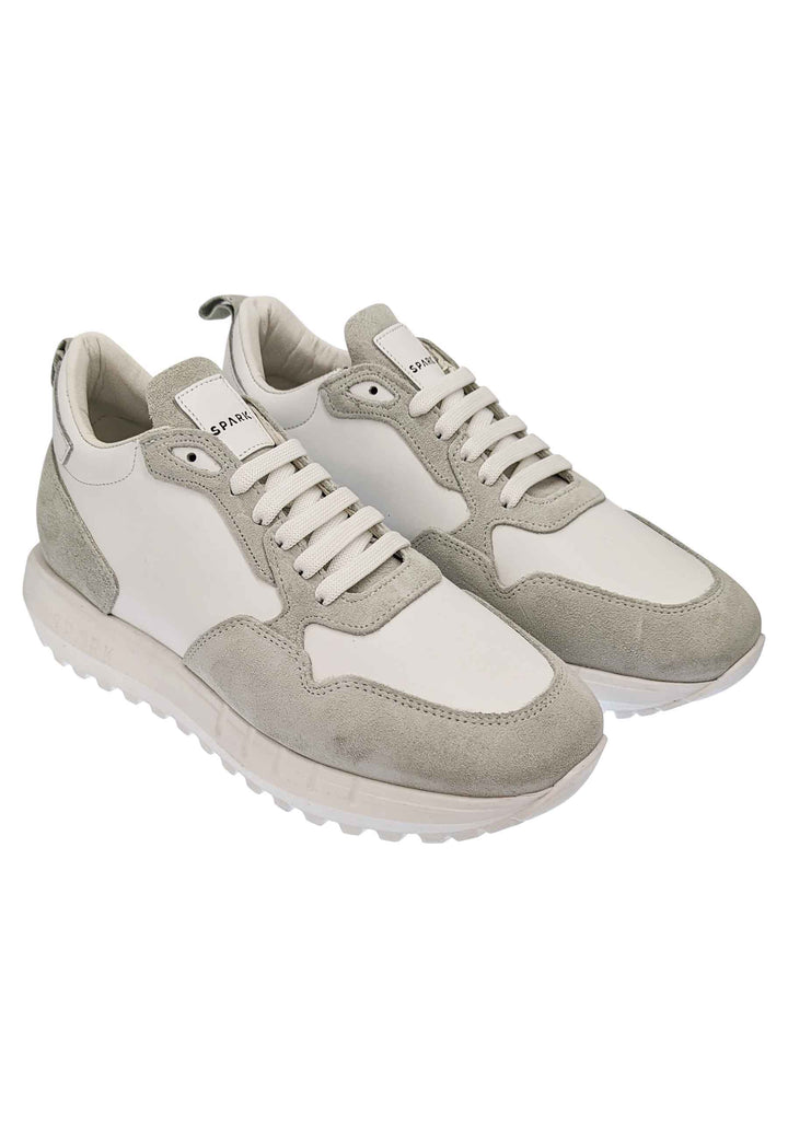 Spatarella Sneakers uomo in pelle e tessuto of white con fondo alto in gomma Latest stili