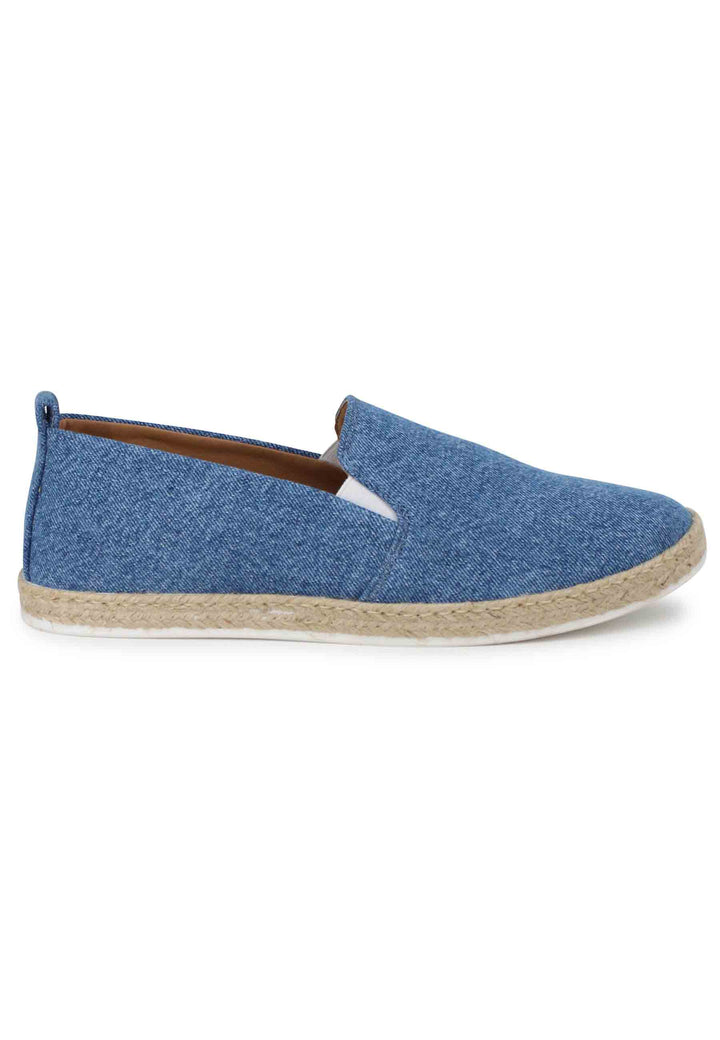 Spatarella Mocassini espadrillas uomo in canvas blu denim Ultimi due giorni