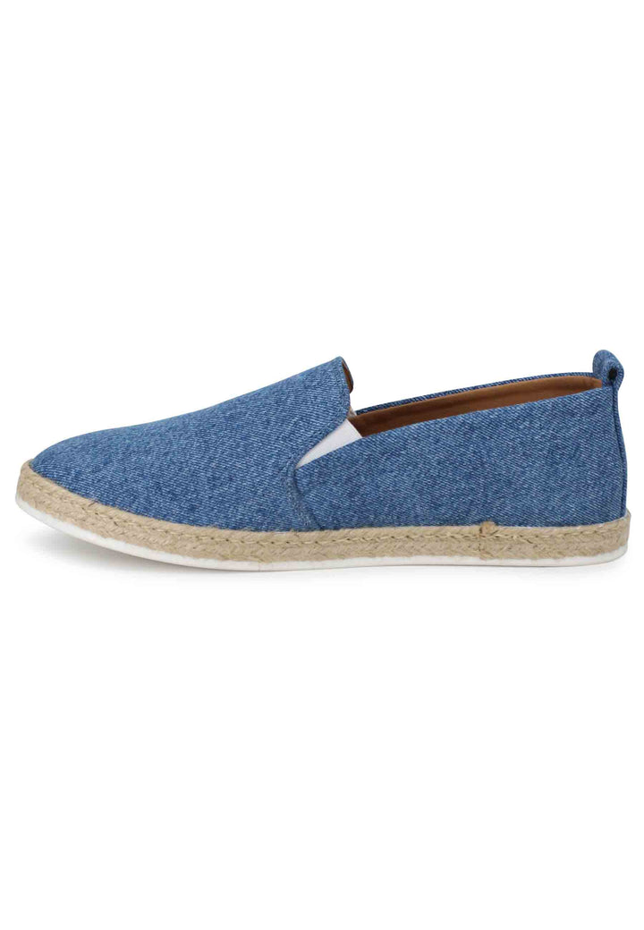 Spatarella Mocassini espadrillas uomo in canvas blu denim Ultimi due giorni