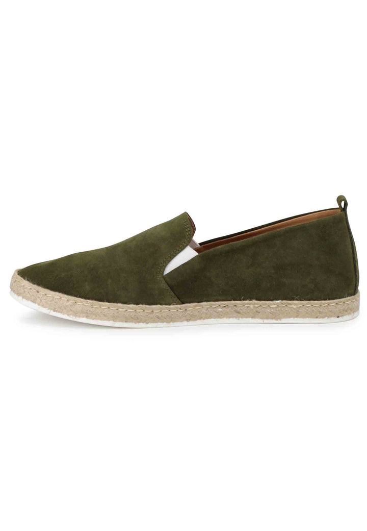 Spatarella Mocassini espadrillas uomo in camoscio verde Ultimo giorno