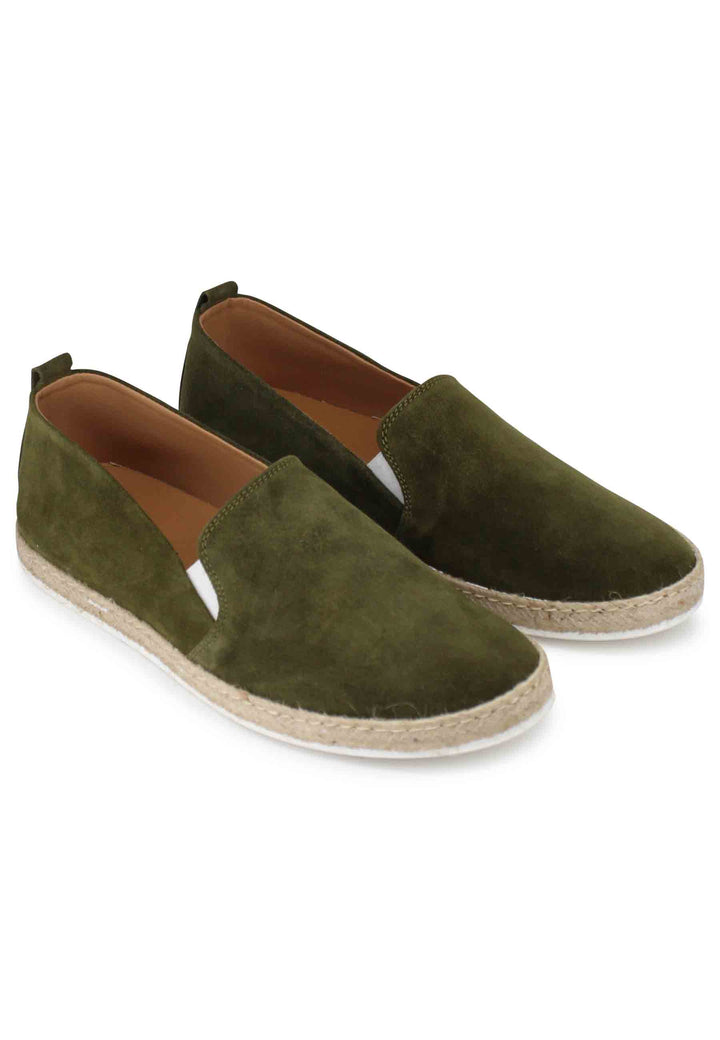 Spatarella Mocassini espadrillas uomo in camoscio verde Ultimo giorno