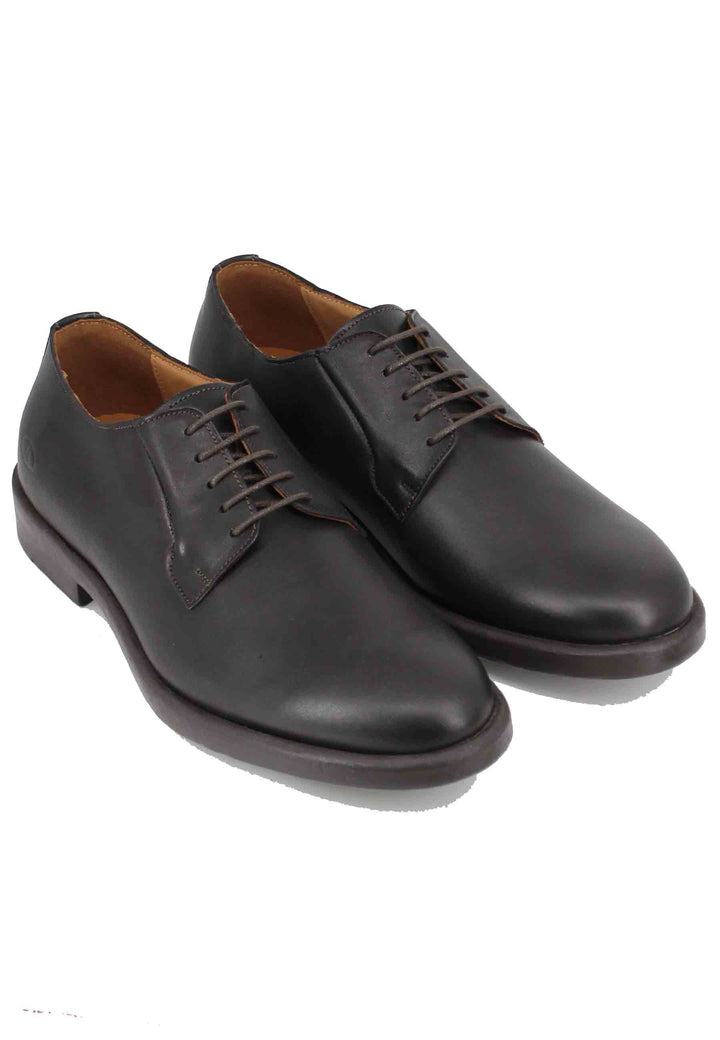 Spatarella Stringate uomo in pelle marrone con fondo gomma Fino al 60% di sconto