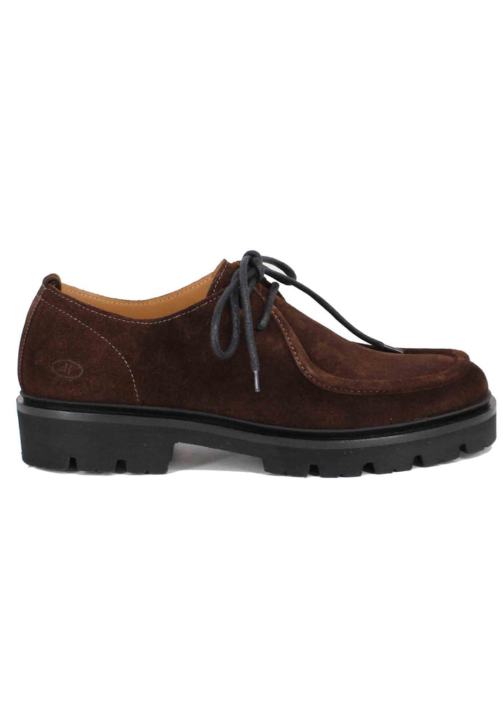 Spatarella Stringate uomo in camoscio testa di moro con vaschetta cucita Fino al 65% di sconto