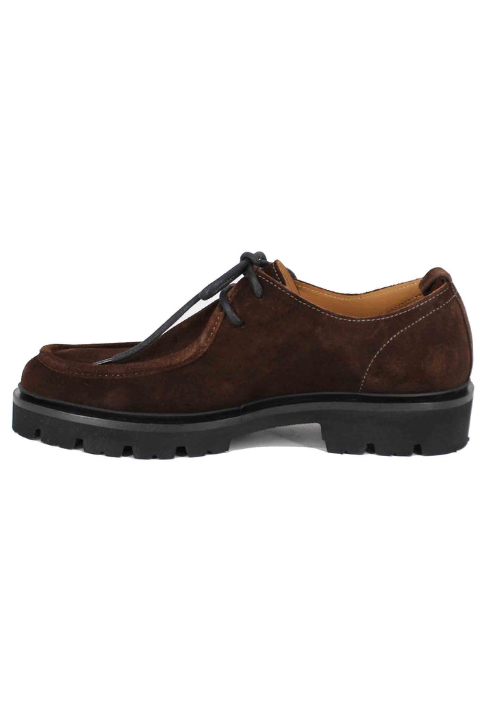 Spatarella Stringate uomo in camoscio testa di moro con vaschetta cucita Fino al 65% di sconto