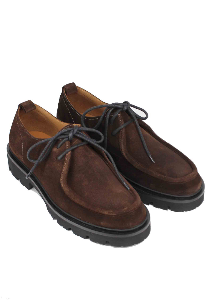 Spatarella Stringate uomo in camoscio testa di moro con vaschetta cucita Fino al 65% di sconto