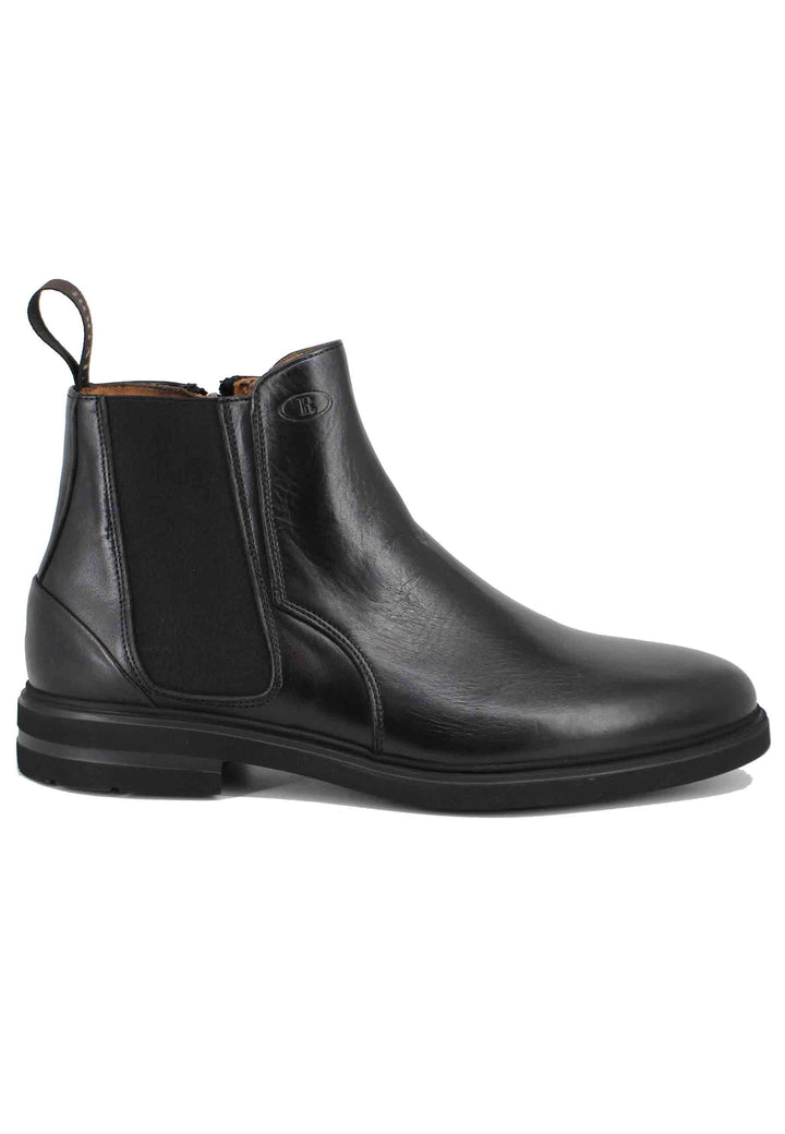 Spatarella Stivaletti uomo in pelle nera con fondo gomma Offerta speciale della fabbrica
