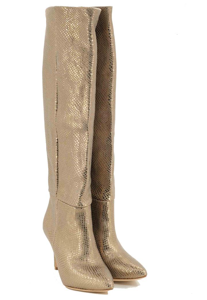 Spatarella Stivali ST1242 in camoscio perlato platino con tacco alto Fino al 55% di sconto