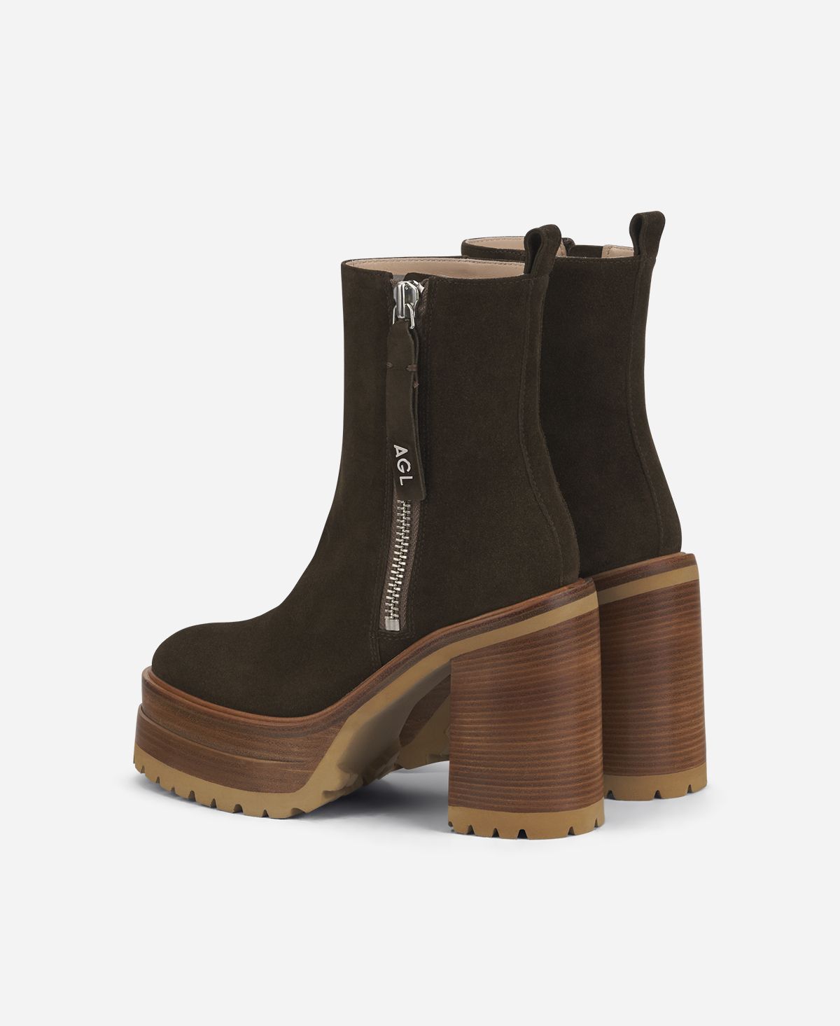Agl Stivaletto con zip e plateau Brown Tora Sottocosto