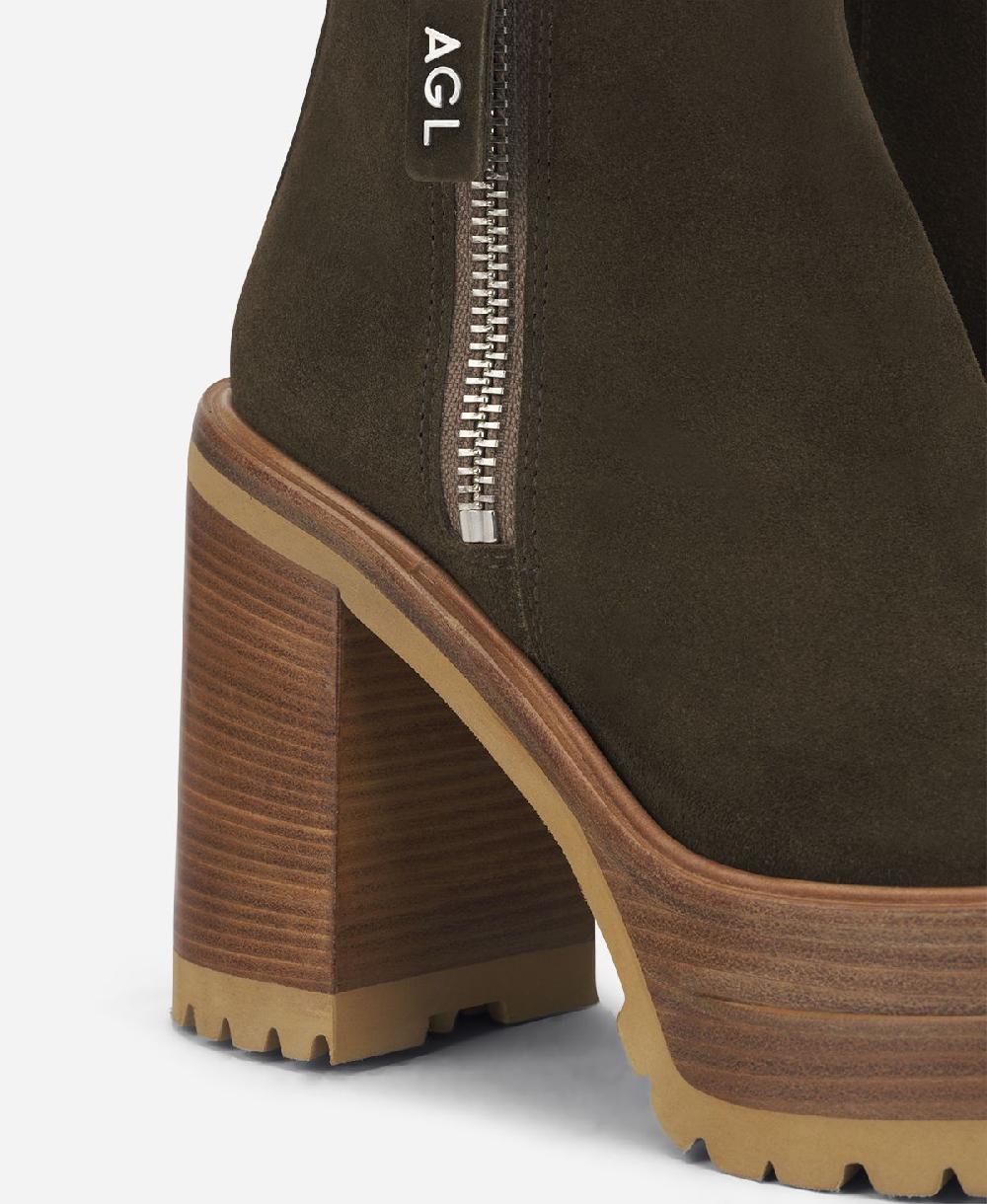 Agl Stivaletto con zip e plateau Brown Tora Sottocosto