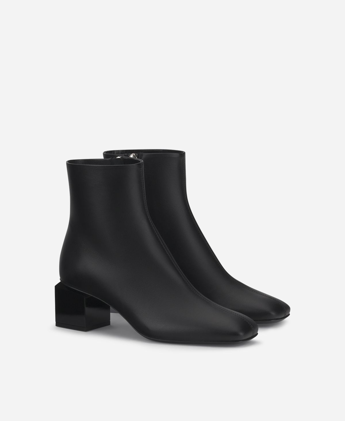 Agl Stivaletto in pelle con tacco cubico Nero Angie Pure Nuovo