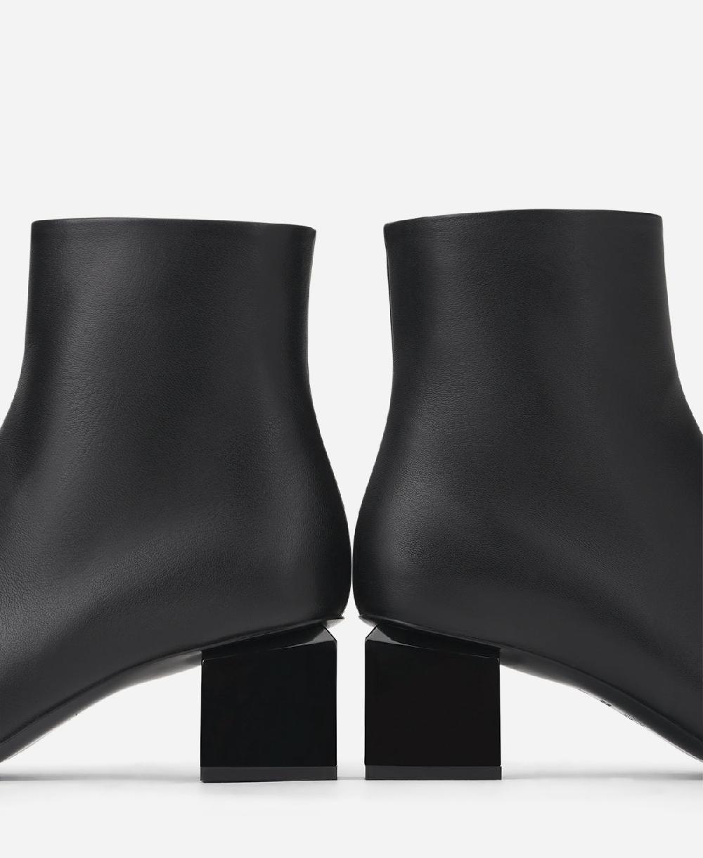 Agl Stivaletto in pelle con tacco cubico Nero Angie Pure Nuovo