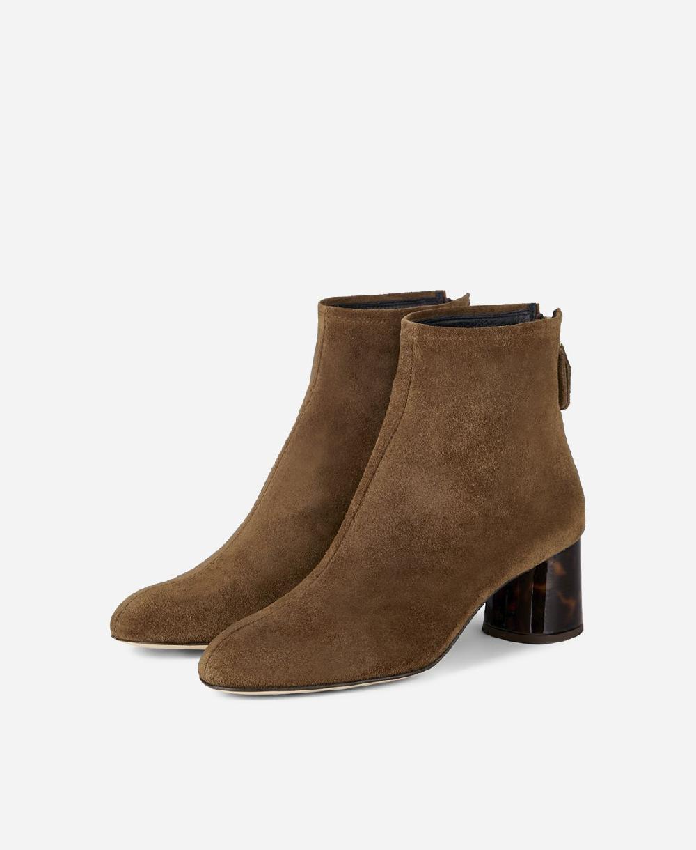 Agl Stivaletto in pelle con tacco Cuoio VETA PRECIOUS Sconto