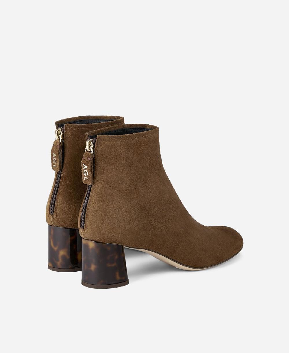 Agl Stivaletto in pelle con tacco Cuoio VETA PRECIOUS Sconto