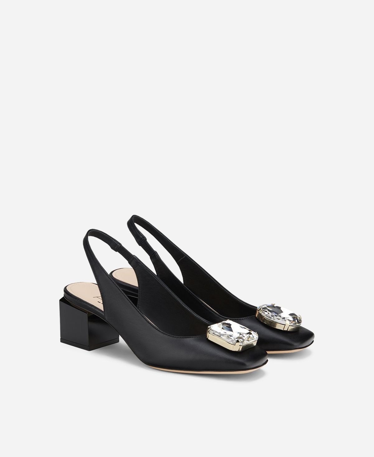 Agl Sling back con tacco a cubo Nero Angie Sb Crystal Offerta