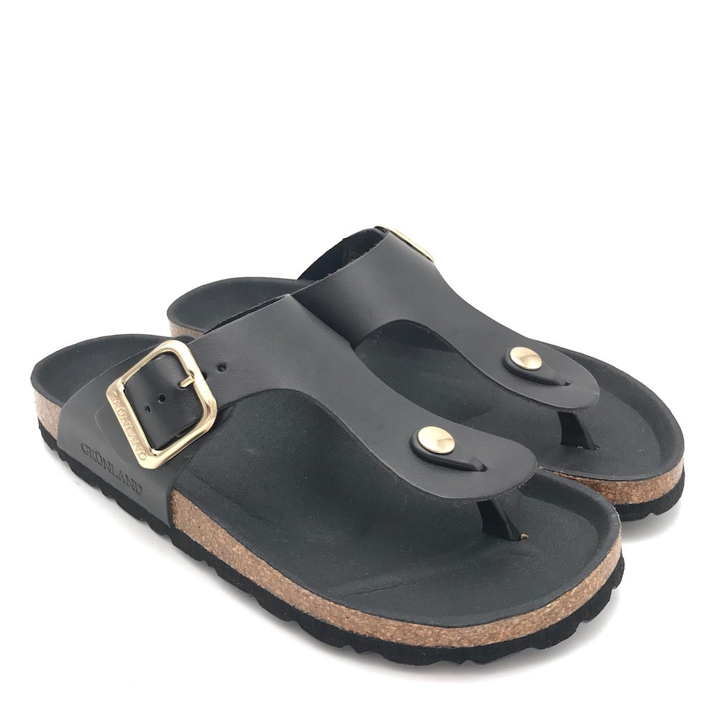 Zulian Calzature Ciabatta Sara infradito pelle nera Saldi Di Fabbrica