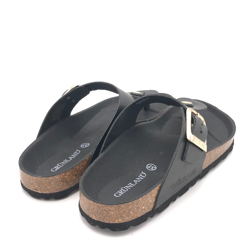 Zulian Calzature Ciabatta Sara infradito pelle nera Saldi Di Fabbrica