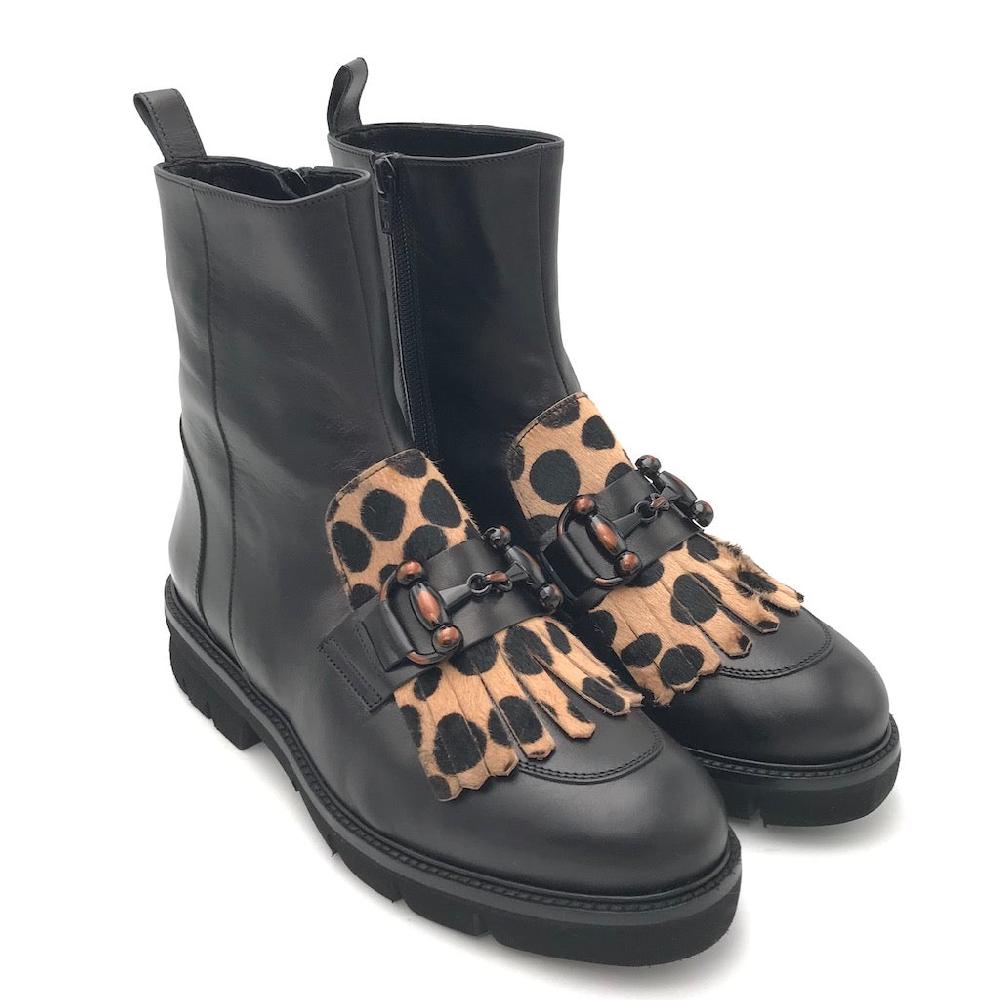Zulian Calzature Tronchetto nero animalier Qualità Garantita