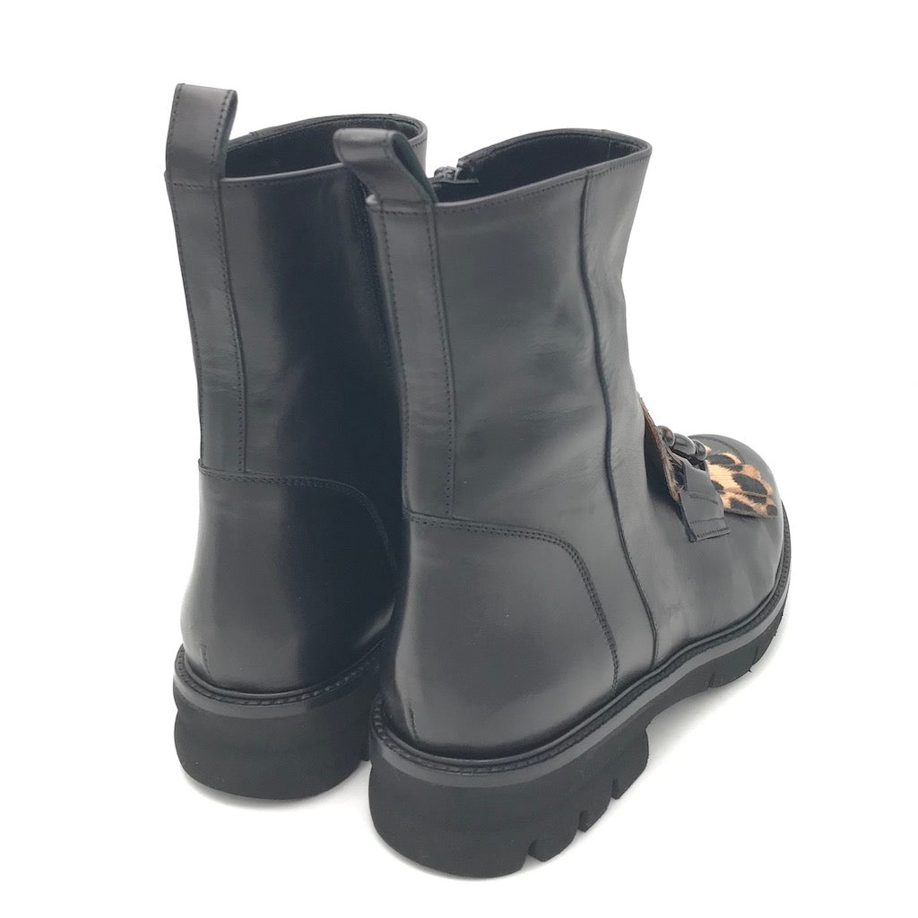 Zulian Calzature Tronchetto nero animalier Qualità Garantita