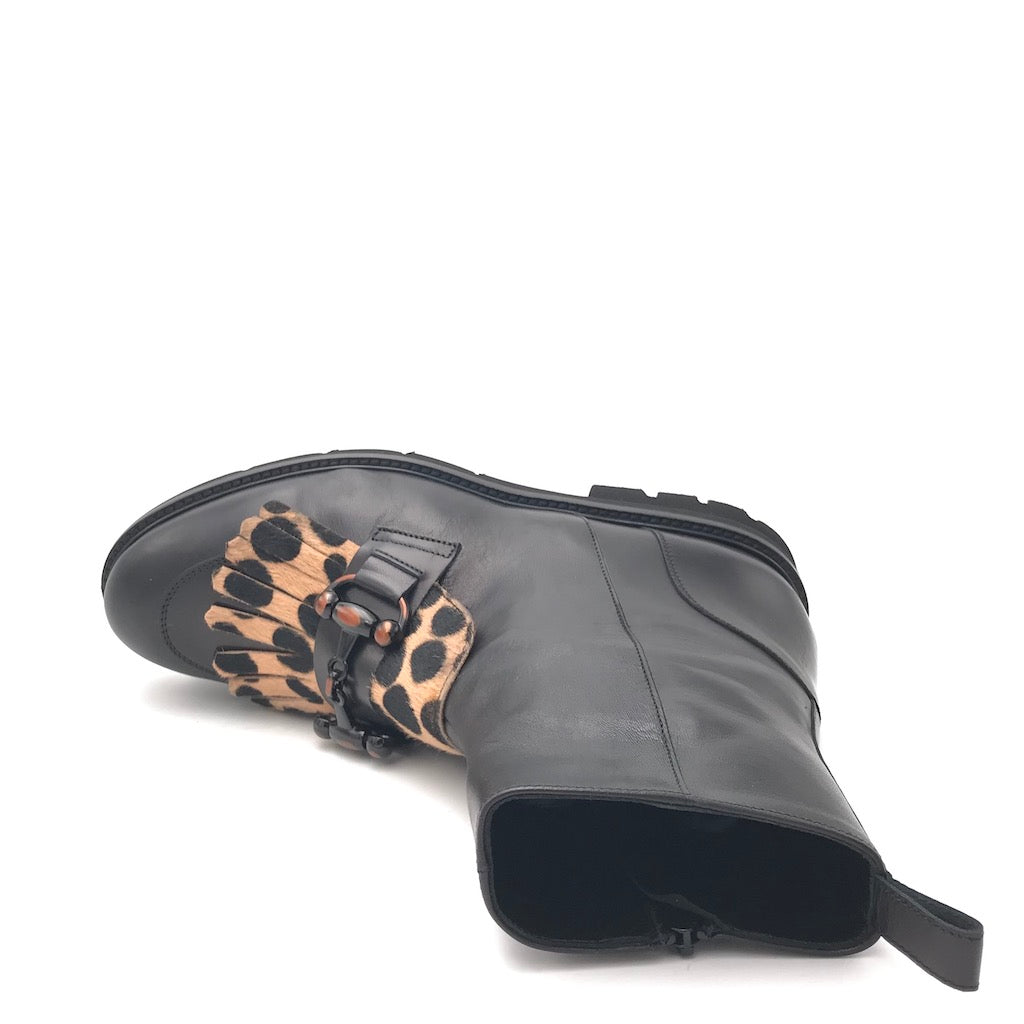 Zulian Calzature Tronchetto nero animalier Qualità Garantita