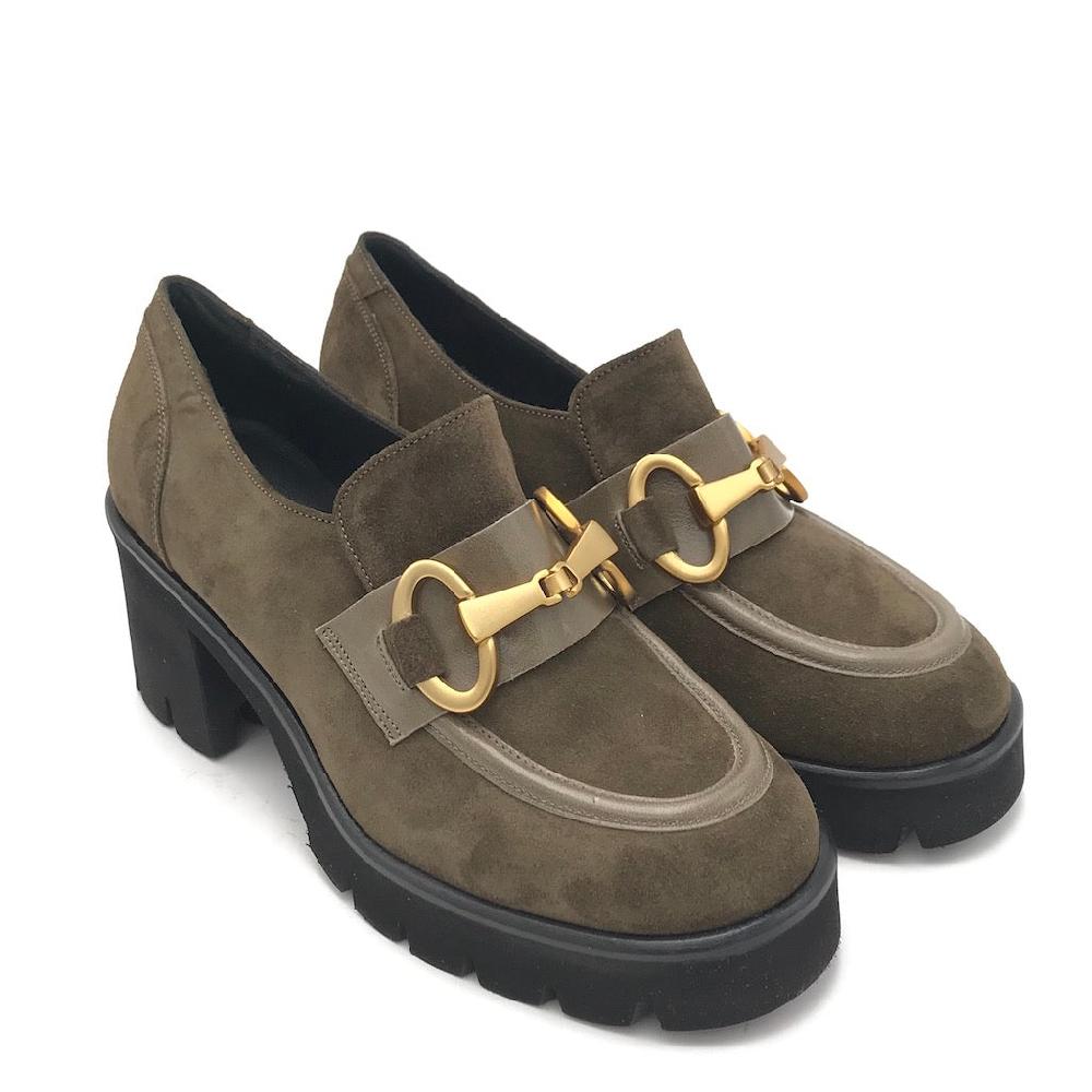 Zulian Calzature Mocassino velour oliva Presa