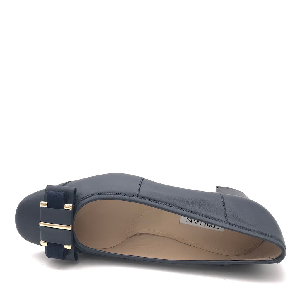 Zulian Calzature Ballerina in pelle blu Vendita
