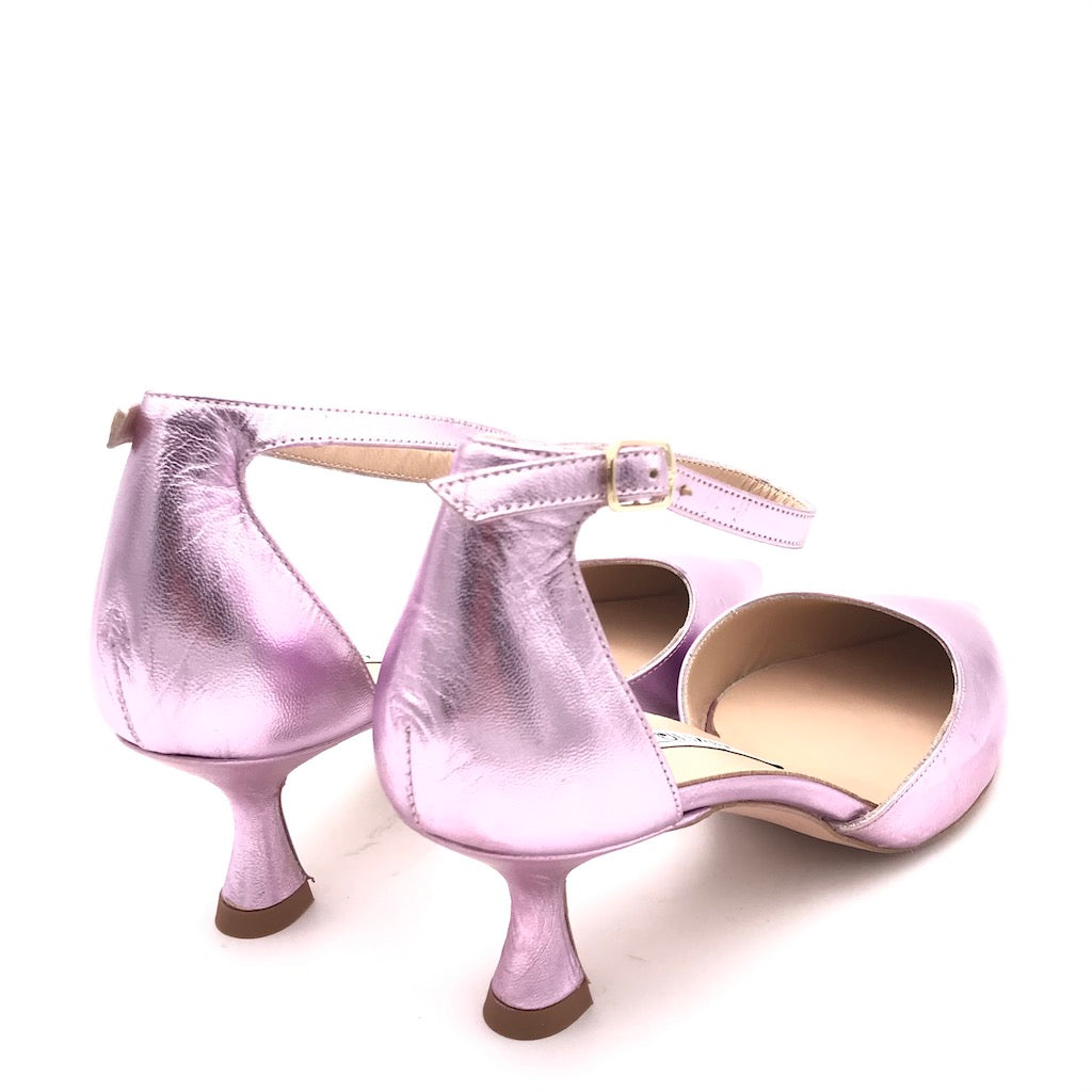 Zulian Calzature Scarpa in pelle laminata lilla In Linea