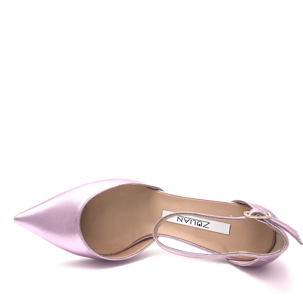 Zulian Calzature Scarpa in pelle laminata lilla In Linea