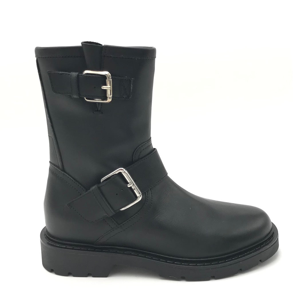 Zulian Calzature Biker in pelle nera Fornitura limitata