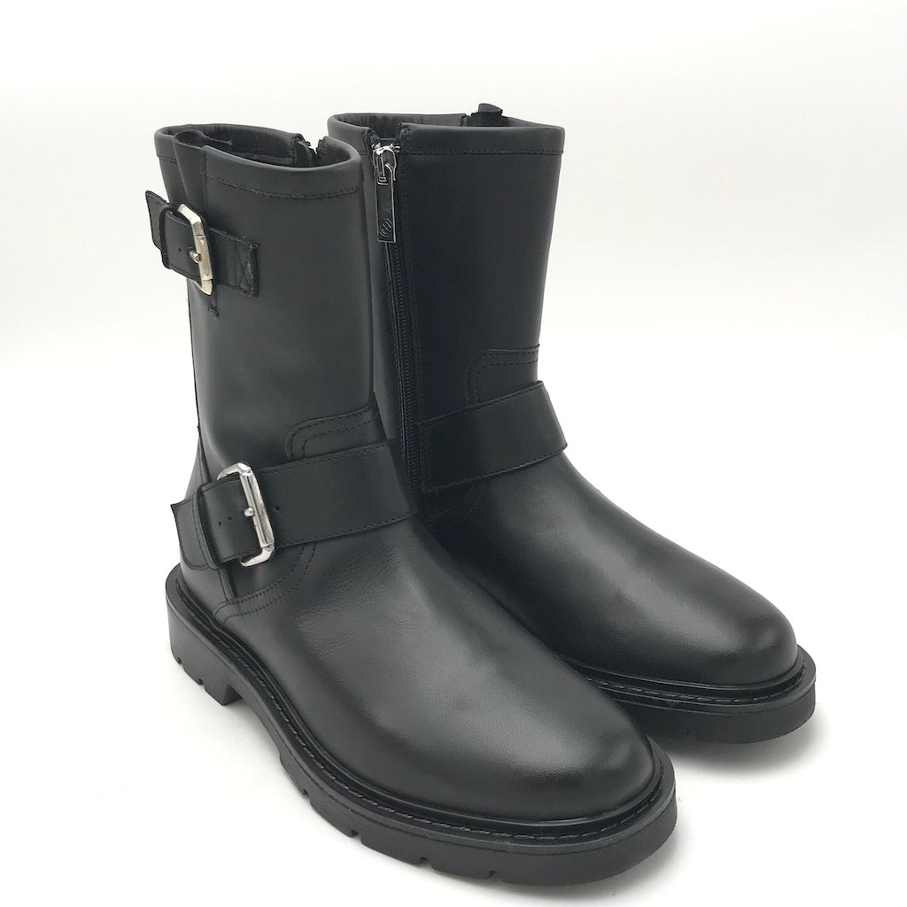 Zulian Calzature Biker in pelle nera Fornitura limitata
