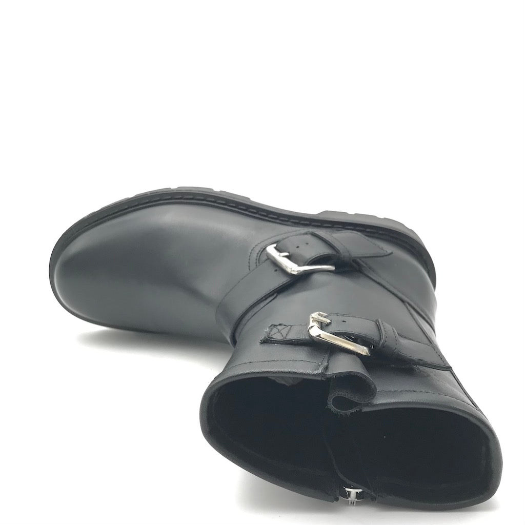 Zulian Calzature Biker in pelle nera Fornitura limitata