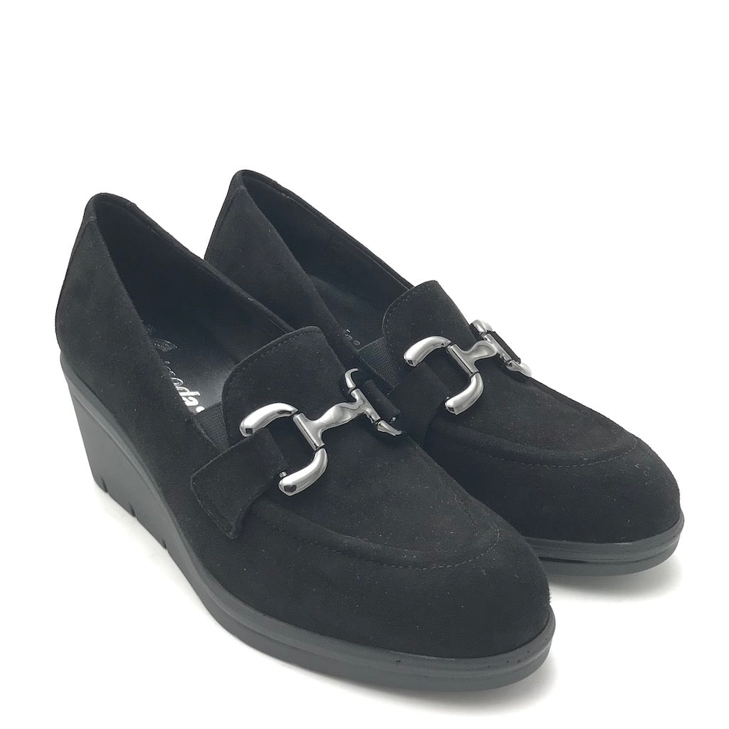 Zulian Calzature Mocassino zeppa in camoscio nero Lightning offer
