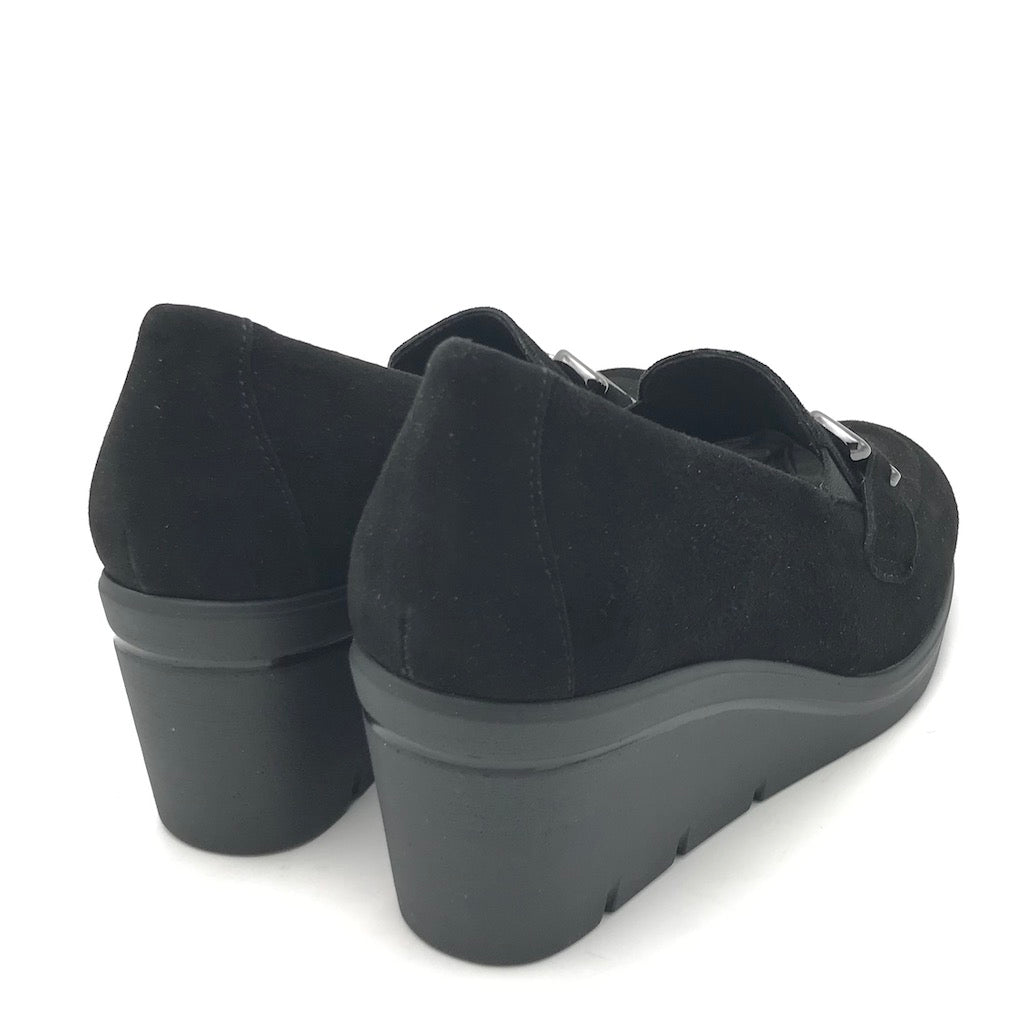 Zulian Calzature Mocassino zeppa in camoscio nero Lightning offer